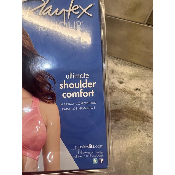 Playtex 18 Hour Wirefree TruSupport Bra Size 40D 4693 Bella Rose Shoulder Comf - Picture 4 of 6